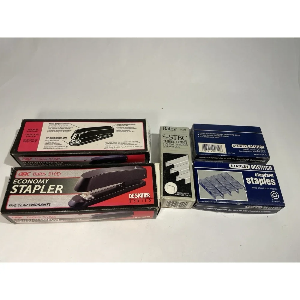 Lot of 2 vintage Bates 310D  Stapler and 3 boxes staples